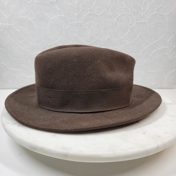 Indiana Jones Brand Wool Hat Mens Small Brown Stylish Bow Ribbon Band 12\